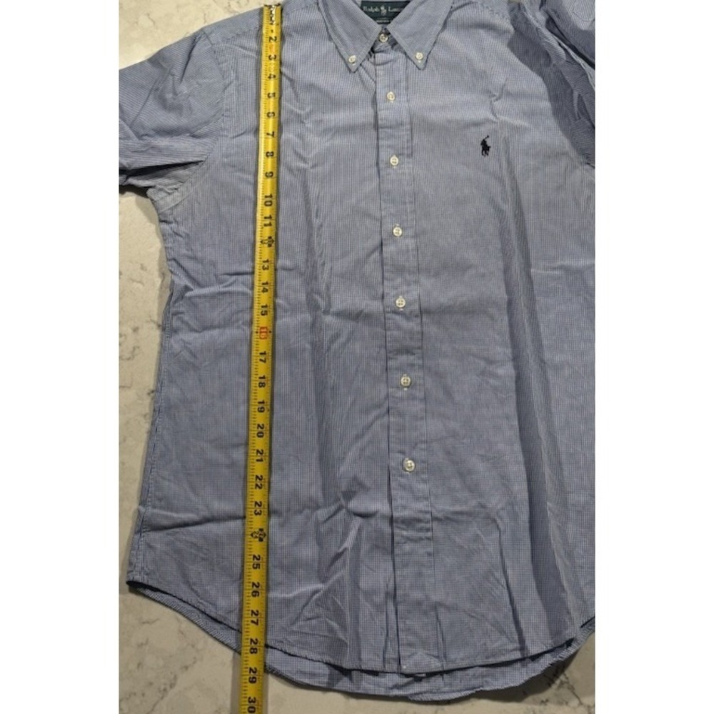 Ralph Lauren Shirt Mens Large Blue White Gingham Button Down Long Sleeve Preppy - Picture 9 of 10